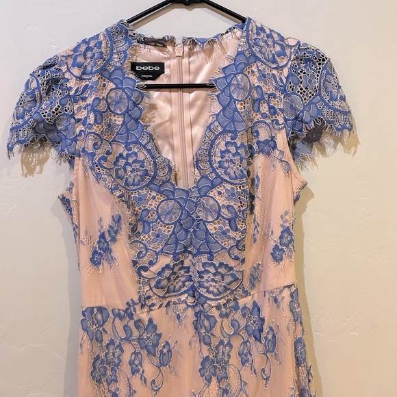 Bebe Valorie Blue Lace Godet Skater Dress. Women’s Size 6. Excellent Condition. - Picture 5 of 8